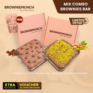 Combo Pistachio Kunafa Brownie Bar & Brownies Callebaut Bar